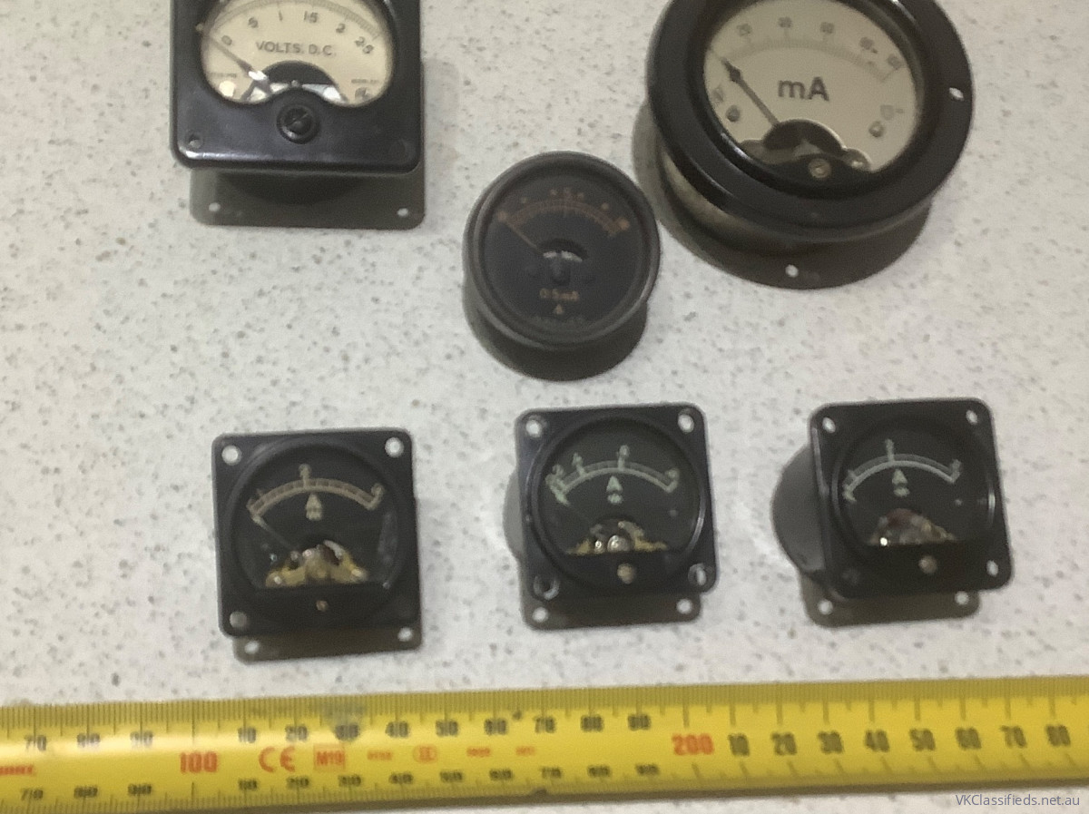 Six equipment meters of various types/ages