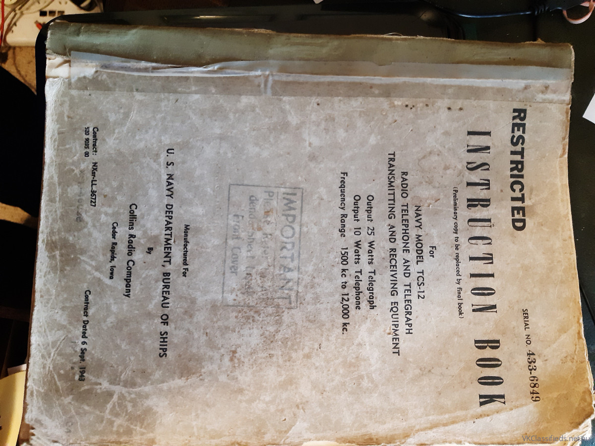 original Collins MANUAL for the TCS 12/ 13