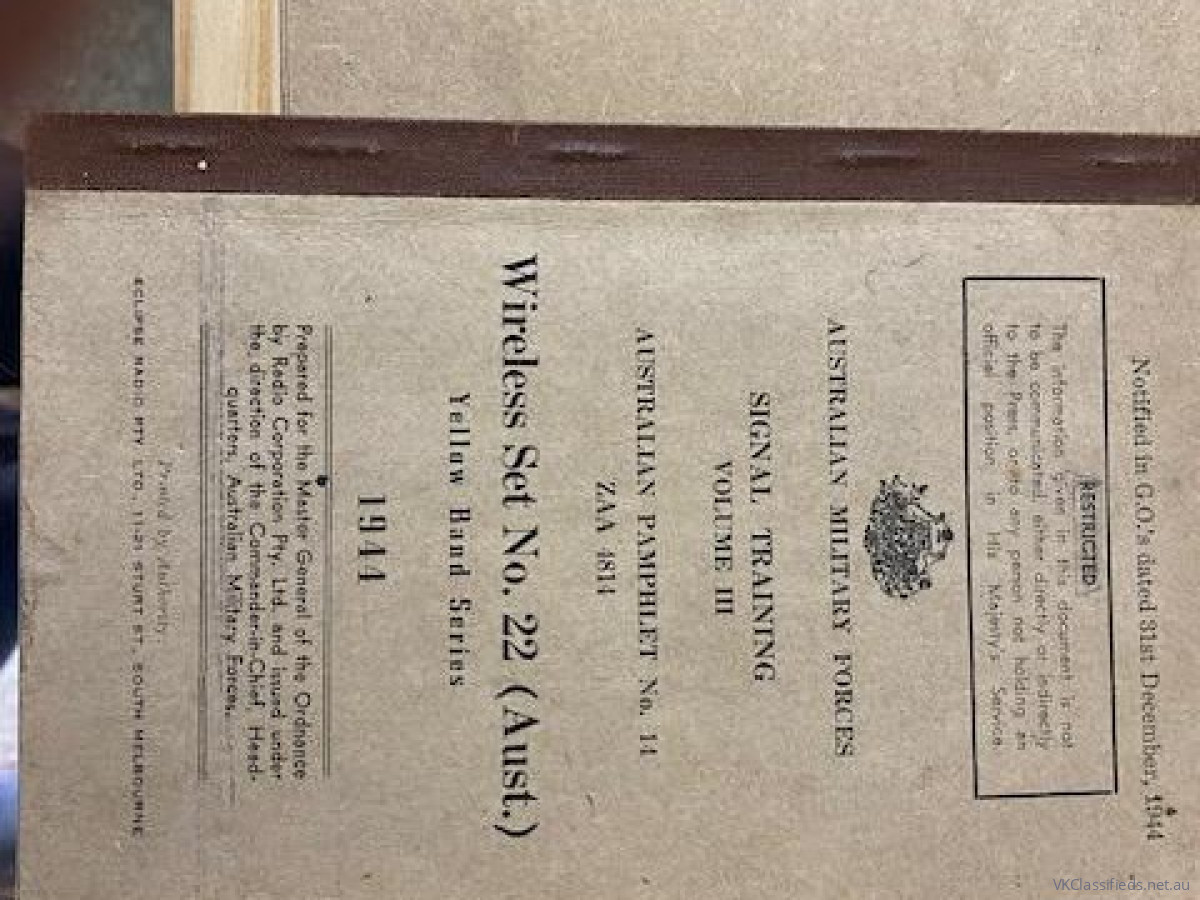Original handbooks for Wireless set No 22