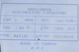 1uF 160V Non-Polar Electr Cap, Brand New, 1000 Off